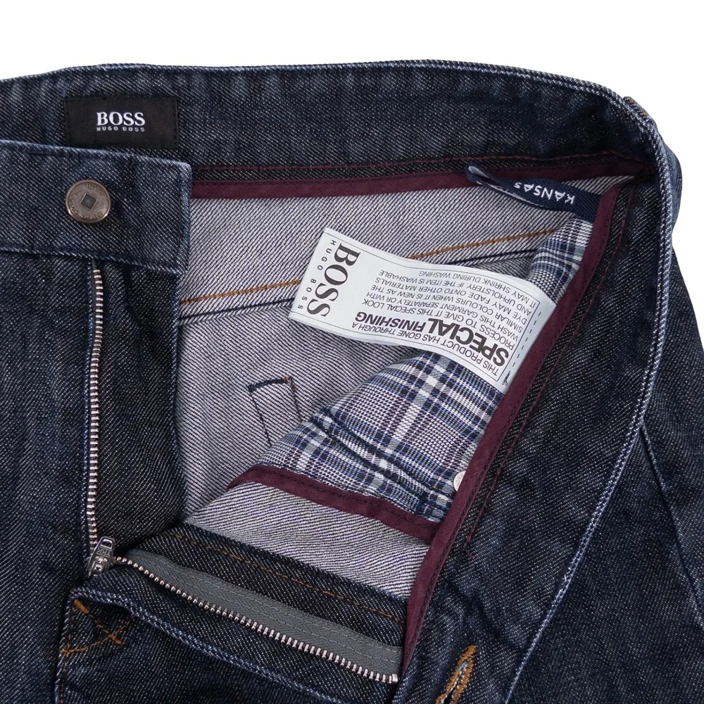 Hugo Boss Mens 34x32 Kansas Jeans Regular Fit Dark Wash Denim Designer Luxe